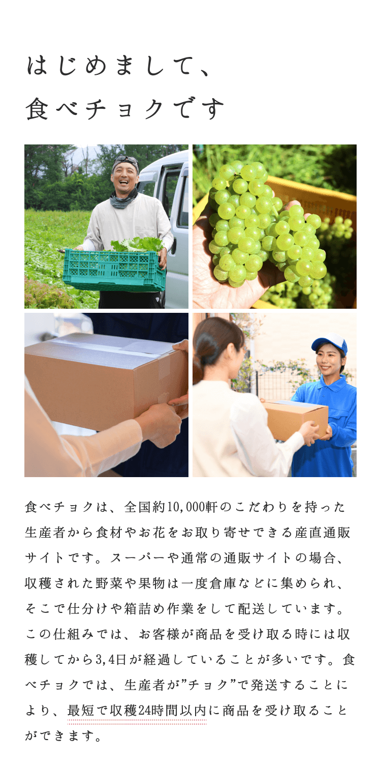 はじめまして、食べチョクです