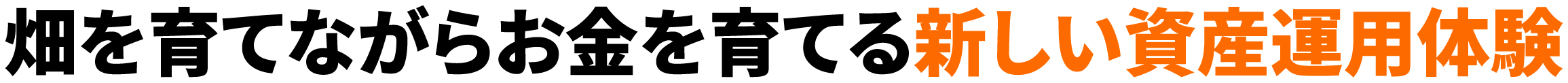 畑を育てながらお金を育てる新しい資産運用体験