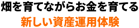 畑を育てながらお金を育てる新しい資産運用体験